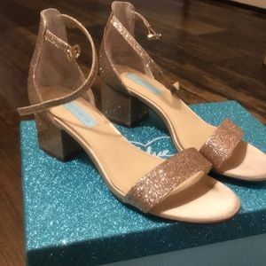 Blue by Betsy’s Johnson Gold Glitter Block Heels